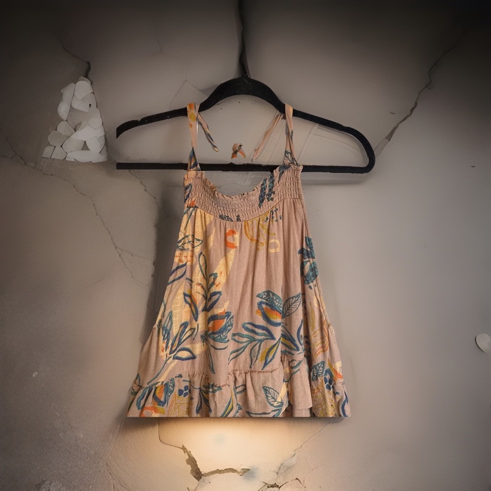 Womens Floral Maxi Dress Smocked Neck Tiered Boho Sleeveless Flowy OS Fits M - L - Picture 3 of 13